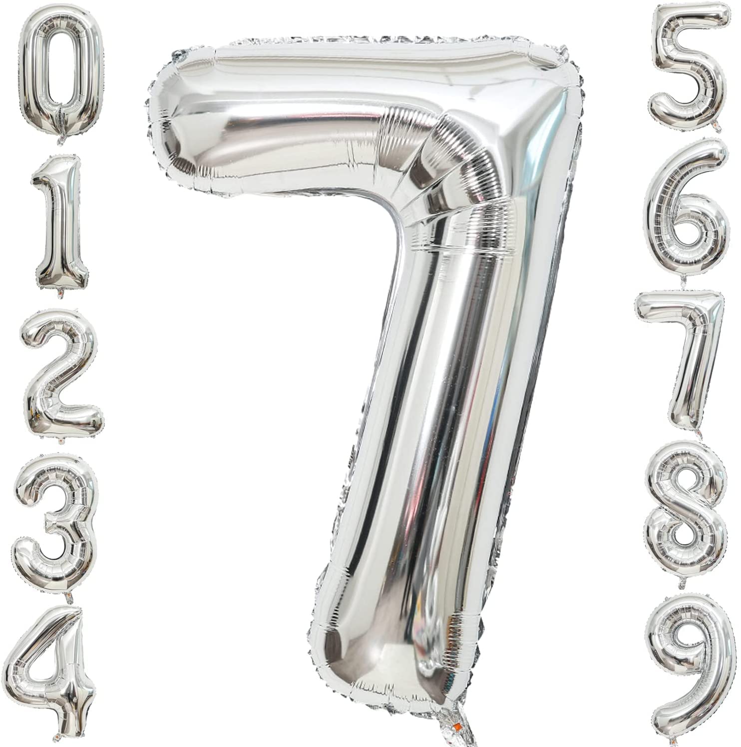 Amazon | 40インチ 数字バルーン シルバー 誕生日風船 数字7アルミ風船